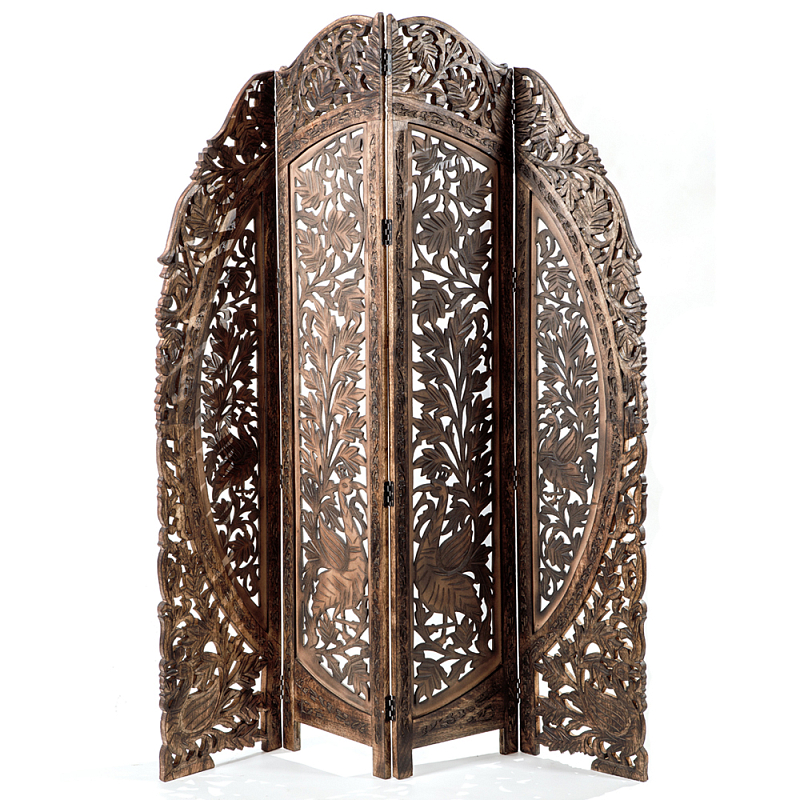 Ширма с орнаментом ручная резьба Indian Antique Furniture Коричневый Ширма с орнаментом ручная резьба Indian Antique Furniture Коричневый в Новосибирске | Loft Concept