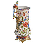 Ваза фарфоровая с птицей на бронзовой ветке и цветочной росписью Garden of Eden варинант исполнения - 1 | Loft Concept в Новосибирске