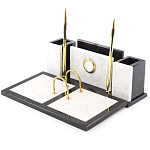 Настольный письменный набор из белого мрамора с часами Marble Accessory варинант исполнения - 2 | Loft Concept в Новосибирске