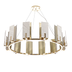 Люстра подвесная круглая с прямоугольными мраморными и золотистыми панелями на металлическом каркасе Диаметр 118 см Marble square Chandelier варинант исполнения - 2 | Loft Concept в Новосибирске