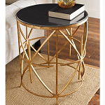 Приставной стол с металлическим золотым  основанием и чёрной столешницей Paradigm варинант исполнения - 1 | Loft Concept в Новосибирске