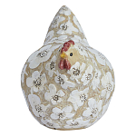 Статуэтка курица с резными белыми цветами на бежевой фактурной поверхности Rustic Chicken варинант исполнения - 1 | Loft Concept в Новосибирске