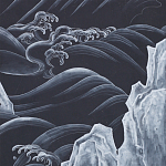 Обои ручная роспись Matsushima Waves Roka on Edo Night painted silk варинант исполнения - 1 | Loft Concept в Новосибирске