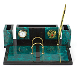 Настольный письменный набор из змеевика с часами и календарницей Successful Leader варинант исполнения - 1 | Loft Concept в Новосибирске