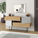 Комод c 2-мя белыми дверцами и 2-мя выдвижными ящиками цвета древесины EROS CONSOLE OAK WHITE варинант исполнения - 2 | Loft Concept в Новосибирске