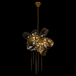 Люстра подвесная со стеклянными плафонами из дымчатого и золотистого с шестью вертикальными подвесками Gilded Mirage  варинант исполнения - 3 | Loft Concept в Новосибирске