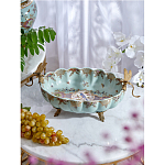 Чаша из голубого фарфора на бронзовых ножках с рисунком цветов и фигурками стрекоз Blue Garden варинант исполнения - 3 | Loft Concept в Новосибирске