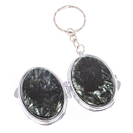 Зеркало брелок карманное двухстороннее из натурального камня Серафинит Stone Mirrors варинант исполнения - 2 | Loft Concept в Новосибирске