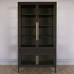 Витрина Primo со стеклянными фасадами и 2 ящиками Темный орех варинант исполнения - 1 | Loft Concept в Новосибирске