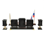 Настольный письменный набор из креноида и змеевика на бронзовых ножках Marble Accessory варинант исполнения - 4 | Loft Concept в Новосибирске