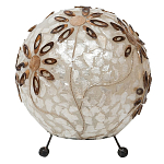 Настольная лампа из перламутра на металлическом каркасе Indonesian Ball варинант исполнения - 3 | Loft Concept в Новосибирске