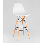 Пластиковый барный стул на ножках из массива бука Eames White варинант исполнения - 1 | Loft Concept в Новосибирске