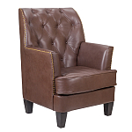 Кресло из натуральной кожи c мягкими подлокотниками на 4-х деревянных ножках из массива бука Joseph Armchair brown варинант исполнения - 1 | Loft Concept в Новосибирске