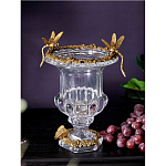 Ваза из прозрачного стекла на бронзовой подставке с ободком и ручками в виде стрекоз Eden Garden варинант исполнения - 2 | Loft Concept в Новосибирске