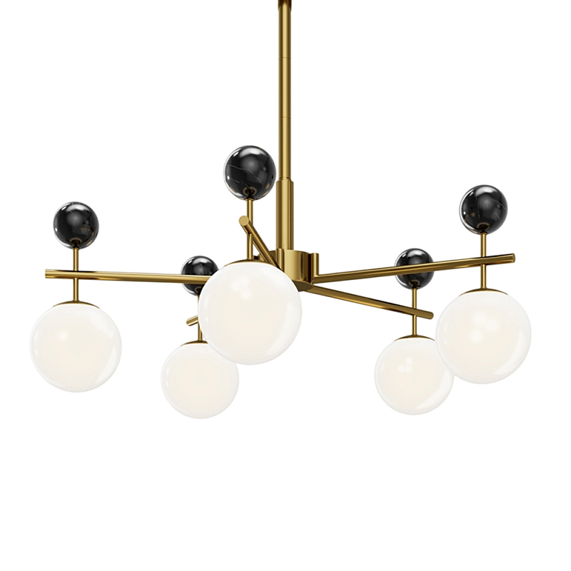 Люстра подвесная Museo G9 Латунь Черный Молочный в Новосибирске | Loft Concept 