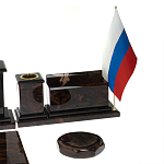 Настольный письменный набор с часами из природного камня обсидиана  Gift for Manager варинант исполнения - 5 | Loft Concept в Новосибирске