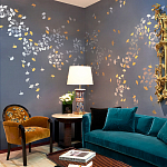 Обои ручная роспись Gingko Colourway SC-98 on Gun Metal dyed silk варинант исполнения - 1 | Loft Concept в Новосибирске