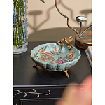 Блюдо из голубого фарфора с бронзовой птичкой Blue Garden варинант исполнения - 4 | Loft Concept в Новосибирске