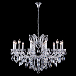 Люстра подвесная с 12-ю лампочками и прозрачными хрустальными подвесками на хромированном основании Crystal lamps варинант исполнения - 2 | Loft Concept в Новосибирске