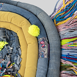 Ковер разноцветный из джинсовой одежды и армейских палаток Upcycling варинант исполнения - 4 | Loft Concept в Новосибирске