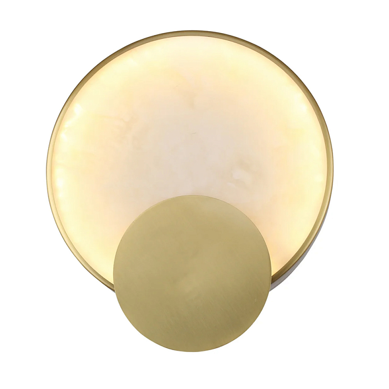 Бра в форме диска из бежевого алебастра Cryptocrystalline Stone Латунь Бежевый в Новосибирске | Loft Concept 