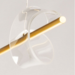 Люстра линейная золотистого цвета с двумя прозрачными волнистыми элементами Wave Line варинант исполнения - 11 | Loft Concept в Новосибирске