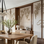 Обои с вышивкой ручной работы Deco Wisteria ﻿Midas colourway on Liso Pearl wool sateen варинант исполнения - 2 | Loft Concept в Новосибирске