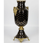 Ваза черного цвета из фарфора с золотистым узором и бронзовыми элементами Eden Garden porcelain and bronze варинант исполнения - 1 | Loft Concept в Новосибирске
