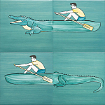 Плитка с узором Крокодил байдарочник варинант исполнения - 2 | Loft Concept в Новосибирске