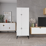 Комод белый с 4-мя дверцами на металлических ножках SPARK MULTIPURPOSE CABINET WHITE варинант исполнения - 11 | Loft Concept в Новосибирске