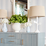 Настольная лампа с белым каркасом и тканевым абажуром Natural Stems варинант исполнения - 3 | Loft Concept в Новосибирске