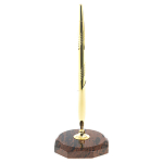 Ручка шариковая металлическая на восьмиугольной подставке из натурального камня Обсидиан Metal Stone Pens варинант исполнения - 1 | Loft Concept в Новосибирске