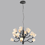 Люстра подвесная черного цвета с ветвями и белыми фарфоровыми цветами Floralis варинант исполнения - 5 | Loft Concept в Новосибирске