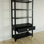 Стеллаж Elsa Dreams Black со стеклянными полками и ящиком варинант исполнения - 3 | Loft Concept в Новосибирске