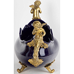 Чаша темно-синяя фарфоровая с бронзовыми ручками в виде ангелов Eden Garden варинант исполнения - 2 | Loft Concept в Новосибирске