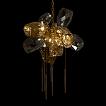 Люстра подвесная со стеклянными плафонами из дымчатого и золотистого с шестью вертикальными подвесками Gilded Mirage  варинант исполнения - 8 | Loft Concept в Новосибирске