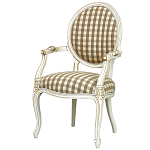 Стул с подлокотниками и круглой спинкой  Checkered Upholstery Chair обивка в клетку варинант исполнения - 1 | Loft Concept в Новосибирске