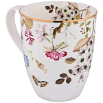 Кружка белая из фарфора с рисунком цветов 400 мл Garden Whisper Porcelain Set  варинант исполнения - 1 | Loft Concept в Новосибирске