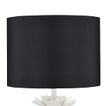 Настольная лампа с декором в виде белого цветка магнолии на каркасе и черным абажуром White Magnolia варинант исполнения - 2 | Loft Concept в Новосибирске