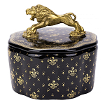Шкатулка черного цвета с крышкой с фигуркой льва Eden Garden варинант исполнения - 1 | Loft Concept в Новосибирске