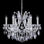 Люстра подвесная с 6-ю лампочками и прозрачными хрустальными подвесками на хромированном основании Crystal lamps варинант исполнения - 1 | Loft Concept в Новосибирске