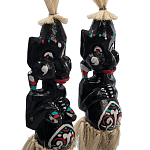 Комплект из 2-х деревянных статуэток Asmat Straw Headdress Statuettes Black Turquoise варинант исполнения - 3 | Loft Concept в Новосибирске