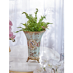 Ваза голубого цвета из фарфора с цветочным рисунком и бронзовой стрекозой Blue Garden варинант исполнения - 5 | Loft Concept в Новосибирске