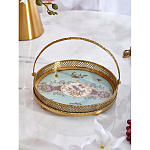 Блюдо круглое с ручкой и голубым фарфоровым дном с цветочным рисунком Blue Garden варинант исполнения - 3 | Loft Concept в Новосибирске