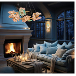 Люстра круглая на золотом каркасе с цветочным декором Miscellaneous herbs варинант исполнения - 6 | Loft Concept в Новосибирске