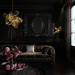 Люстра подвесная со стеклянными плафонами из дымчатого и золотистого с тремя вертикальными подвесками Gilded Mirage  варинант исполнения - 8 | Loft Concept в Новосибирске