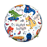 Пуф детский круглый с принтом на 4-х белых ножках Dinosaurs CHILDHOOD варинант исполнения - 2 | Loft Concept в Новосибирске