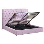 Кровать двуспальная фиолетовая с основанием из массива дерева с мягким изголовьем Velour Beds варинант исполнения - 2 | Loft Concept в Новосибирске