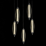 Люстра круглая каскадня с 5-ю плафонами из металлической сетки Mesh Lampshade Lighting варинант исполнения - 3 | Loft Concept в Новосибирске