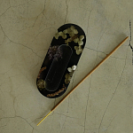 Подставка под благовония из эпоксидной смолы с цветами черная Epoxy Resin Flowers Incense Oval Stand Black варинант исполнения - 3 | Loft Concept в Новосибирске